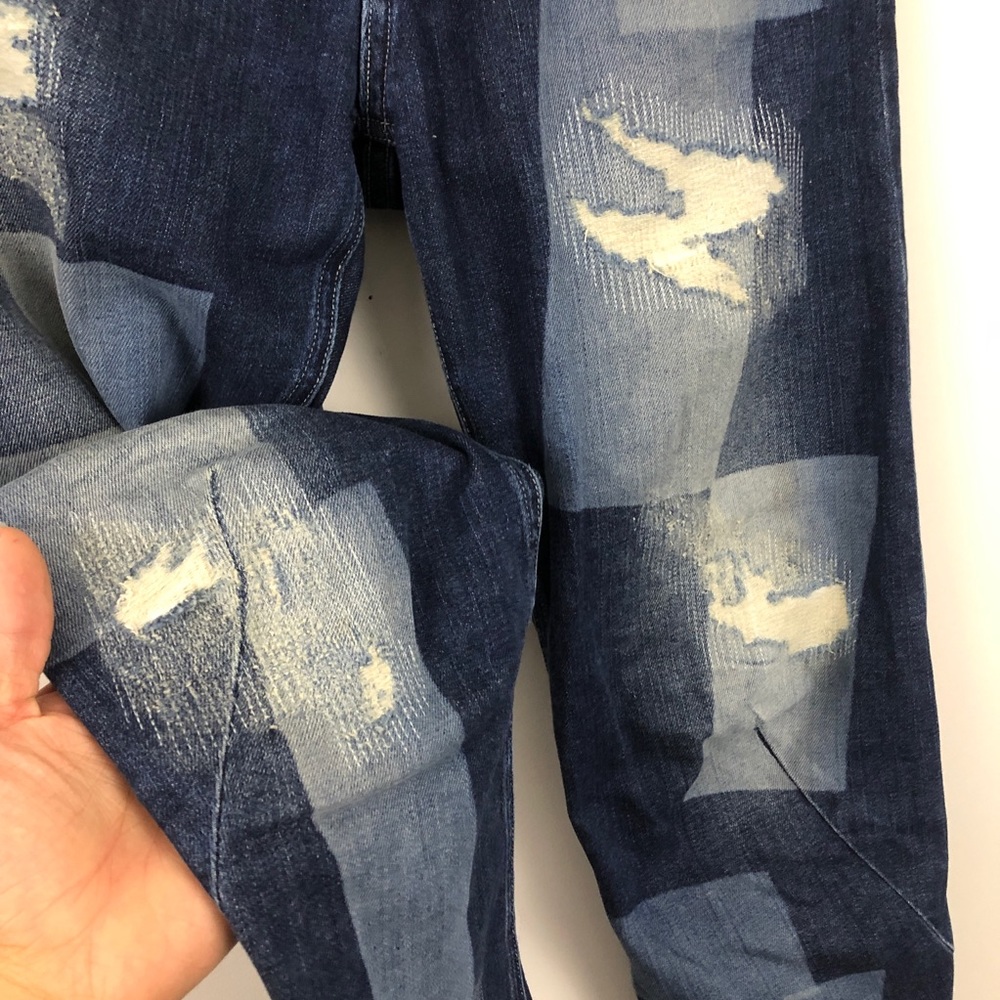 Able 3d Boyfriend Distressed Patchwork Crop Jeans - image 2